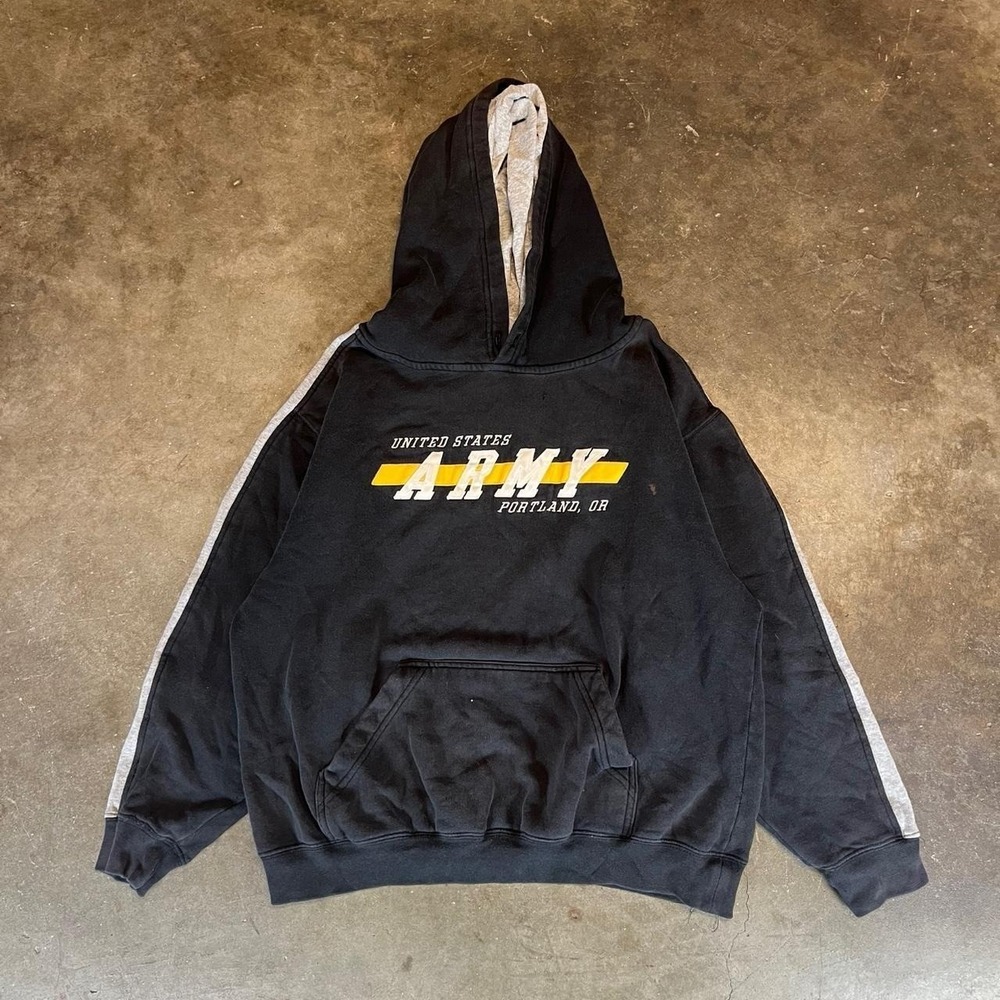 Vintage 90s United States Army black & yellow hoodie Men's Size Large